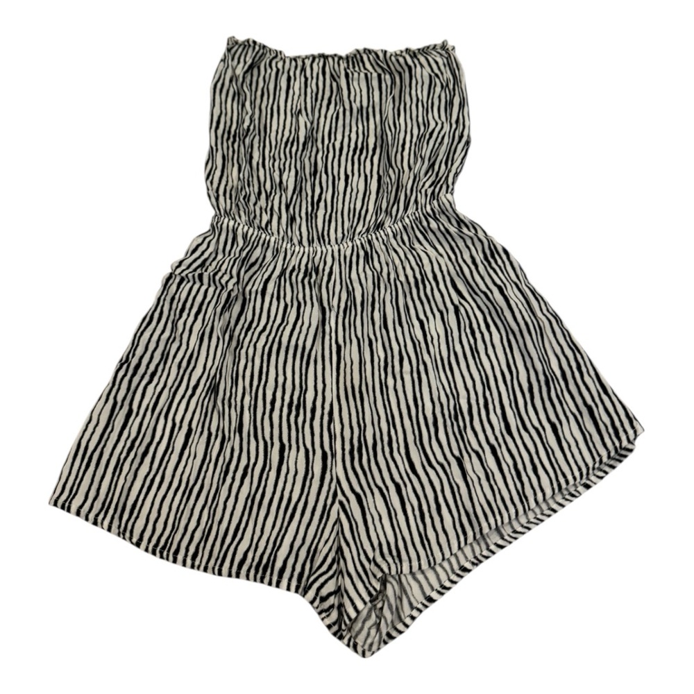 Divided Black and White Striped Romper